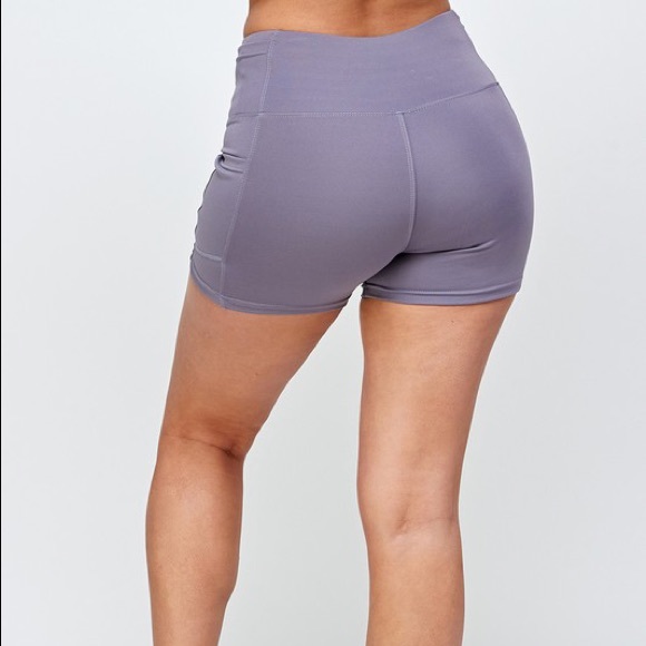Solid color high waist yoga bike shorts - Picture 6 of 7